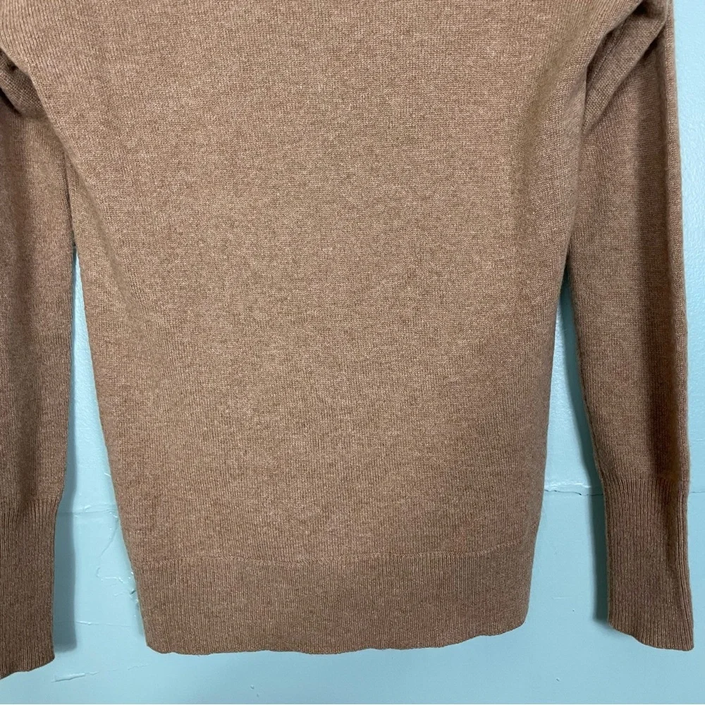 J.Crew 100% Cashmere Sweater Cowl Neck Light Brown Size XXS Side Snap Accent‎